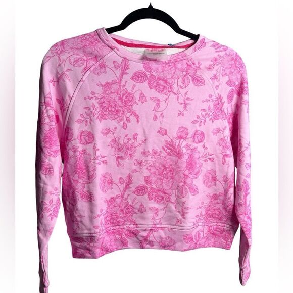 NWT Terez Kids Girls Pink Floral Sweatshirt - Size 14 - Picture 2 of 5